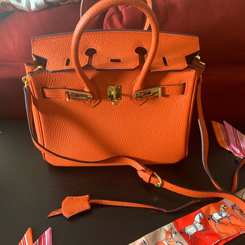 Orange Leather Handbag